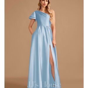 Elegant One-Shoulder Blue Dress
